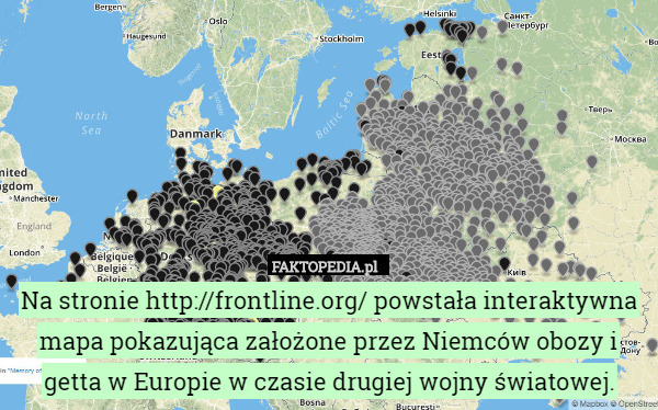 Na stronie http://frontline.org/ powstała interaktywna mapa pokazująca założone przez Niemców obozy i getta w Europie w czasie drugiej wojny światowej. 