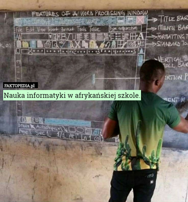 Nauka informatyki w afrykańskiej szkole. 