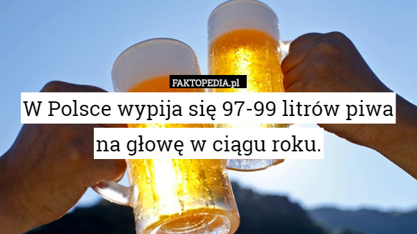 W Polsce wypija się 97-99 litrów piwa na głowę w ciągu roku. 