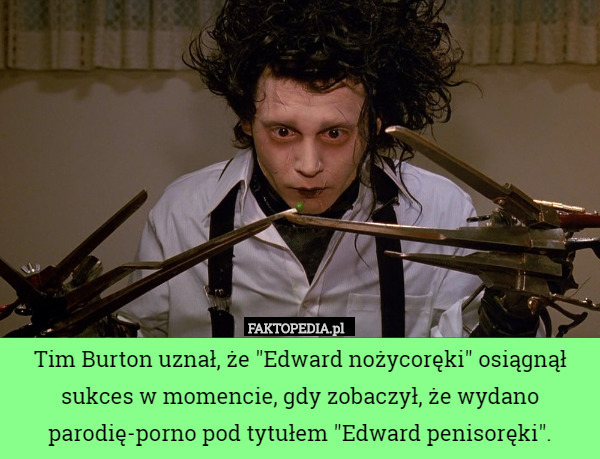 Tim Burton uznał, że "Edward nożycoręki" osiągnął sukces w momencie, gdy zobaczył, że wydano parodię-porno pod tytułem "Edward penisoręki". 