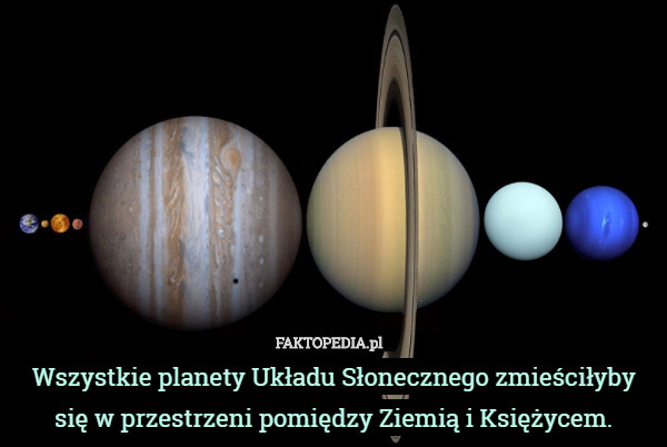 Wszystkie planety Układu Słonecznego zmieściłyby się w przestrzeni pomiędzy Ziemią i Księżycem. 
