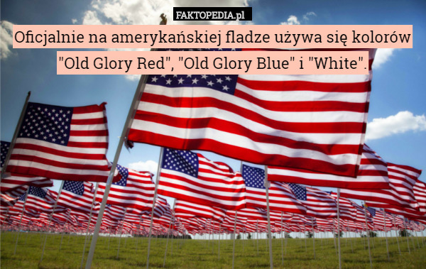 Oficjalnie na amerykańskiej fladze używa się kolorów "Old Glory Red", "Old Glory Blue" i "White". 