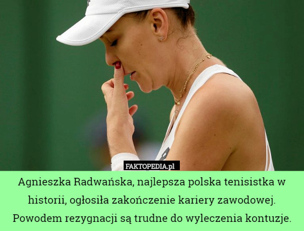 Agnieszka Radwańska, najlepsza polska tenisistka w historii, ogłosiła zakończenie kariery zawodowej.
Powodem rezygnacji są trudne do wyleczenia kontuzje. 