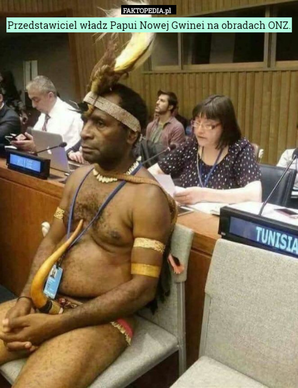 Przedstawiciel władz Papui Nowej Gwinei na obradach ONZ. 