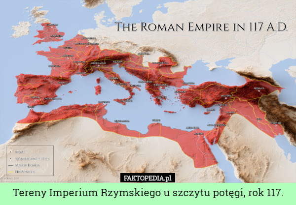 Tereny Imperium Rzymskiego u szczytu potęgi, rok 117. 