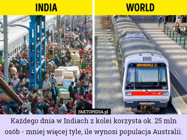 Każdego dnia w Indiach z kolei korzysta ok. 25 mln osób - mniej więcej tyle, ile wynosi populacja Australii. 
