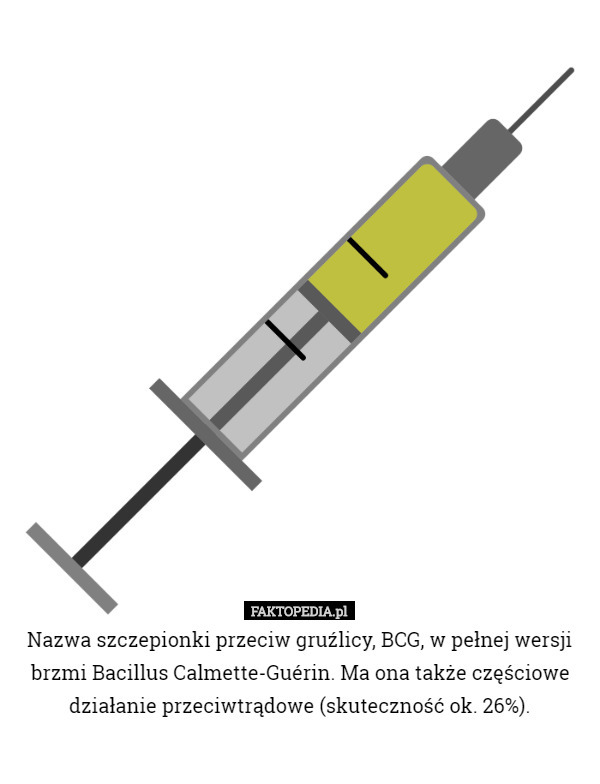 Nazwa szczepionki przeciw gruźlicy, BCG, w pełnej wersji brzmi Bacillus Calmette-Guérin. Ma ona także częściowe działanie przeciwtrądowe (skuteczność ok. 26%). 