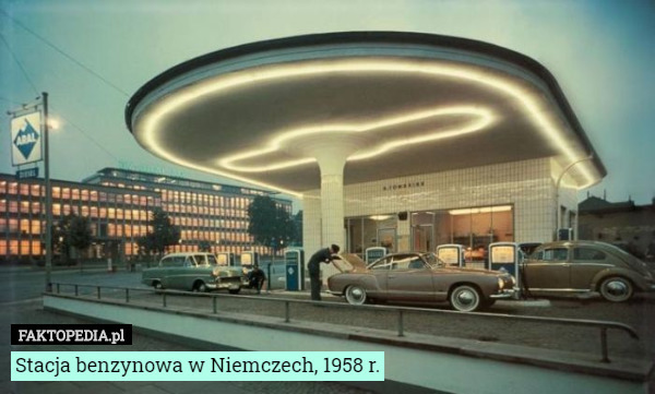 Stacja benzynowa w Niemczech, 1958 r. 