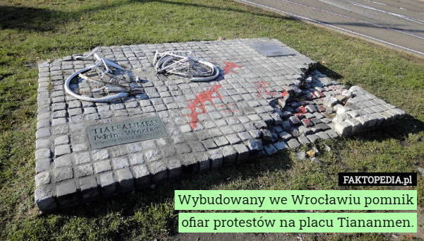 Wybudowany we Wrocławiu pomnik ofiar protestów na placu Tiananmen. 