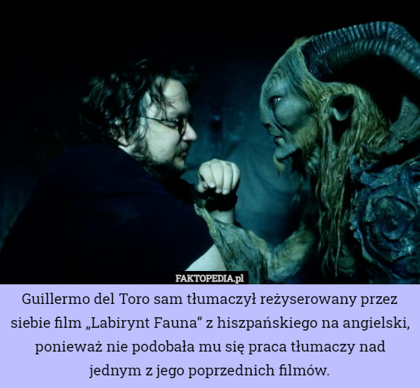 Guillermo del Toro sam tłumaczył reżyserowany przez siebie film „Labirynt Fauna” z hiszpańskiego na angielski, ponieważ nie podobała mu się praca tłumaczy nad jednym z jego poprzednich filmów. 