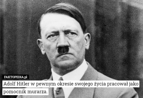 Adolf Hitler w pewnym okresie swojego życia pracował jako pomocnik murarza. 