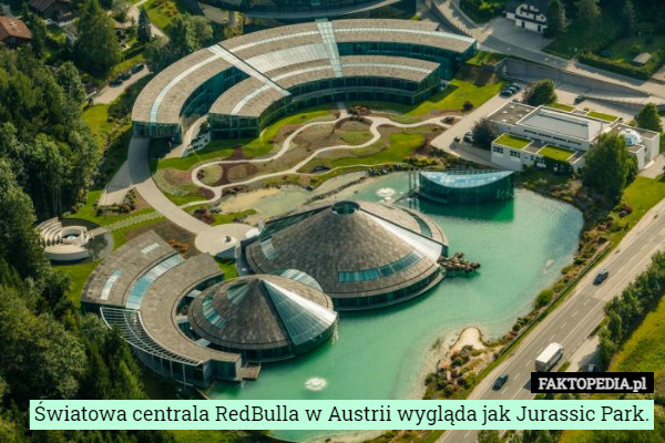 Światowa centrala RedBulla w Austrii wygląda jak Jurassic Park. 
