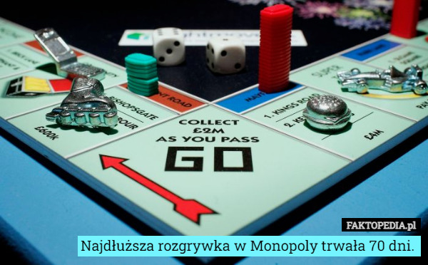 Najdłuższa rozgrywka w Monopoly trwała 70 dni. 