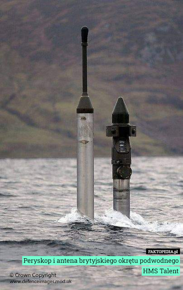 Peryskop i antena brytyjskiego okrętu podwodnego HMS Talent 