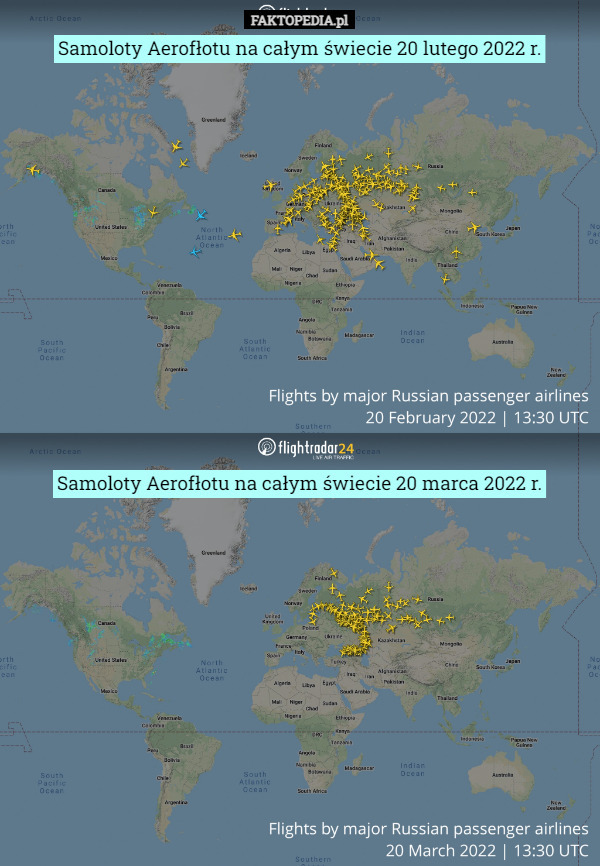 Samoloty Aerofłotu na całym świecie 20 lutego 2022 r. Samoloty Aerofłotu na całym świecie 20 marca 2022 r. 