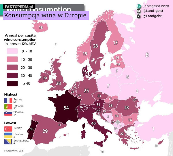 Konsumpcja wina w Europie. 