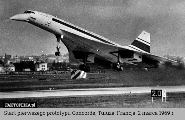 Start pierwszego prototypu Concorde, Tuluza, Francja, 2 marca 1969 r. 