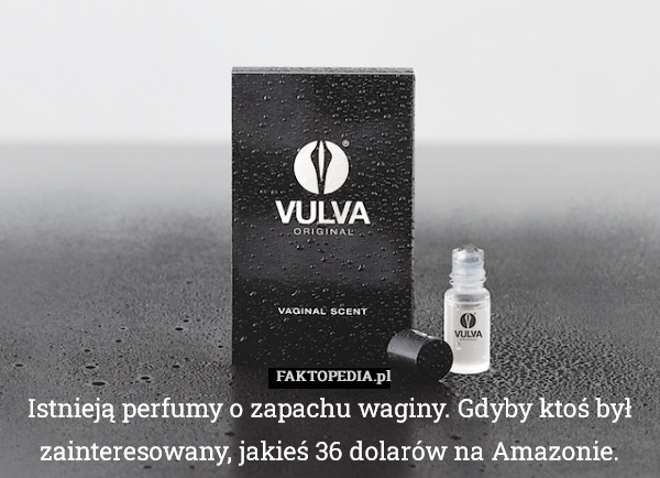 Istnieją perfumy o zapachu waginy. Gdyby ktoś był zainteresowany, jakieś 36 dolarów na Amazonie. 