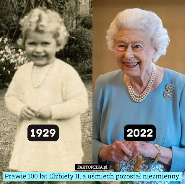 Prawie 100 lat Elżbiety II, a uśmiech pozostał niezmienny. 