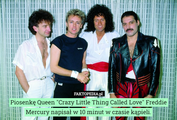 Piosenkę Queen "Crazy Little Thing Called Love" Freddie Mercury napisał w 10 minut w czasie kąpieli. 