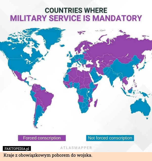 Kraje z obowiązkowym poborem do wojska. 