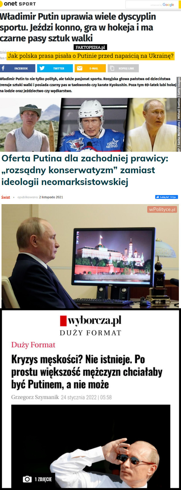 Jak polska prasa pisała o Putinie przed napaścią na Ukrainę? 