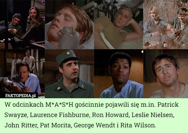 W odcinkach M*A*S*H gościnnie pojawili się m.in. Patrick Swayze, Laurence Fishburne, Ron Howard, Leslie Nielsen, John Ritter, Pat Morita, George Wendt i Rita Wilson. 