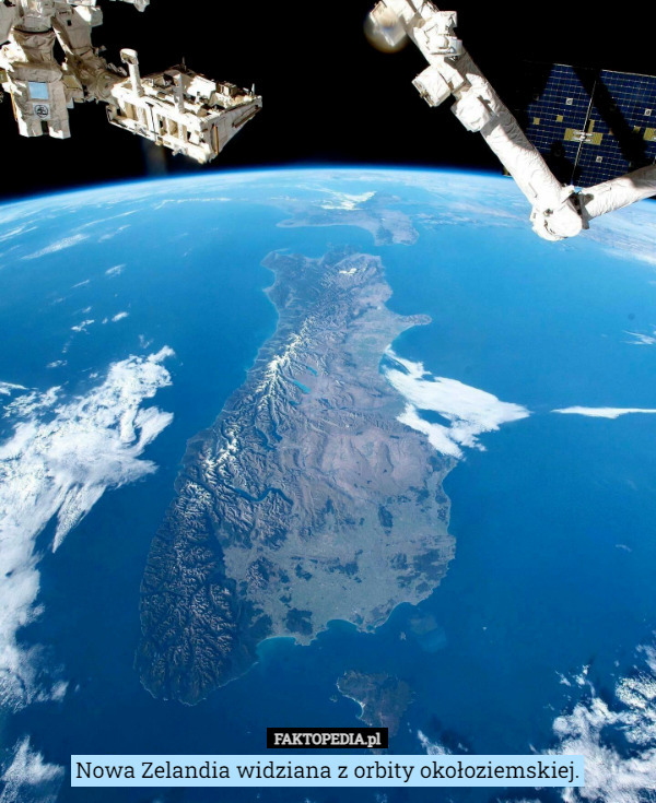 Nowa Zelandia widziana z orbity okołoziemskiej. 