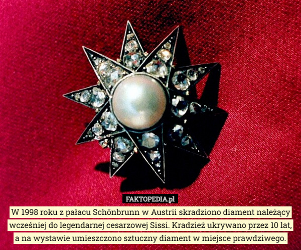 W 1998 roku z pałacu Schönbrunn w Austrii skradziono diament należący wcześniej do legendarnej cesarzowej Sissi. Kradzież ukrywano przez 10 lat, a na wystawie umieszczono sztuczny diament w miejsce prawdziwego. 