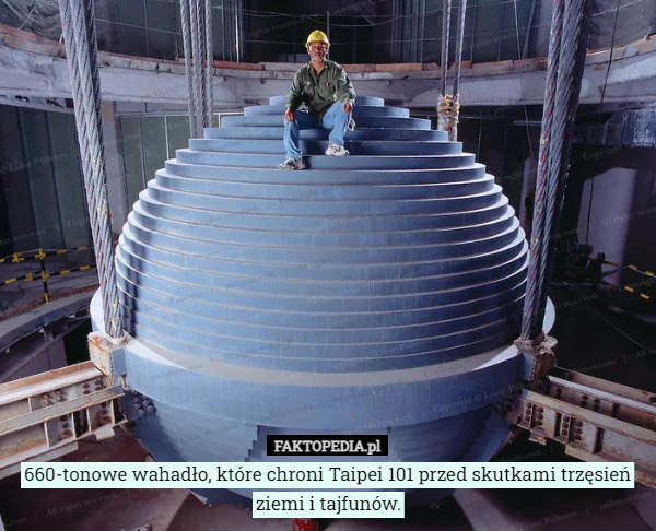 660-tonowe wahadło, które chroni Taipei 101 przed skutkami trzęsień ziemi i tajfunów. 
