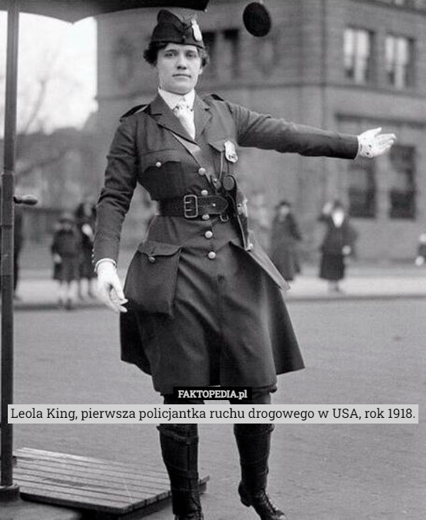Leola King, pierwsza policjantka ruchu drogowego w USA, rok 1918. 