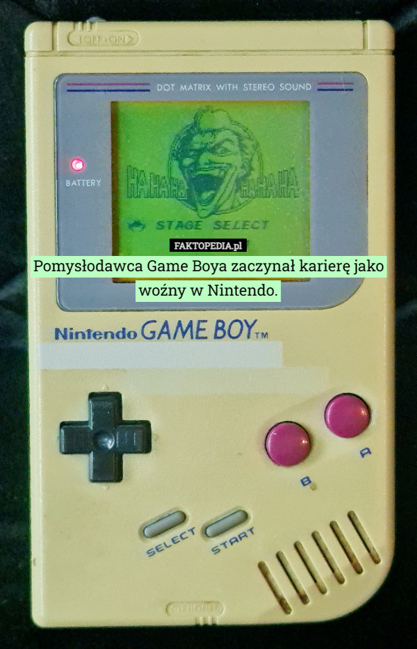 Pomysłodawca Game Boya zaczynał karierę jako woźny w Nintendo. 