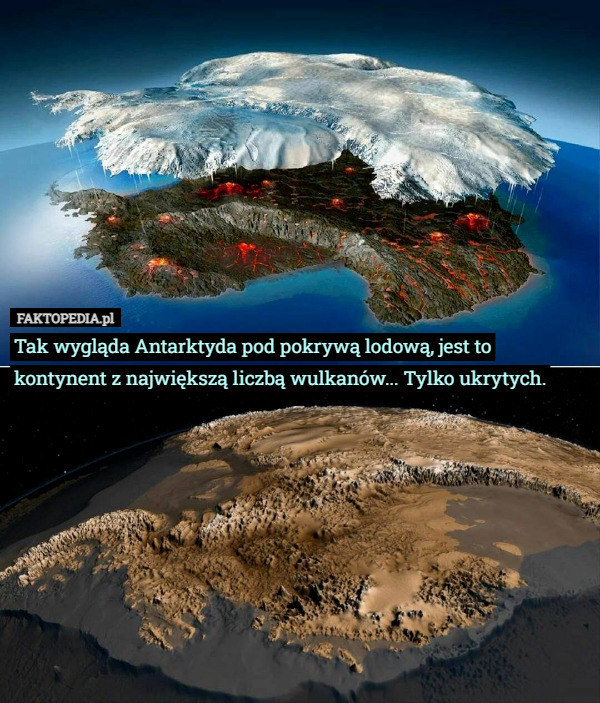 Tak wygląda Antarktyda pod pokrywą lodową, jest to kontynent z największą liczbą wulkanów... Tylko ukrytych. 