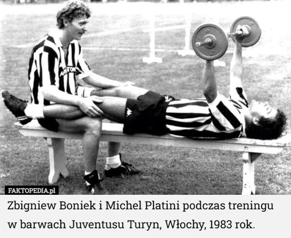 Zbigniew Boniek i Michel Platini podczas treningu w barwach Juventusu Turyn, Włochy, 1983 rok. 