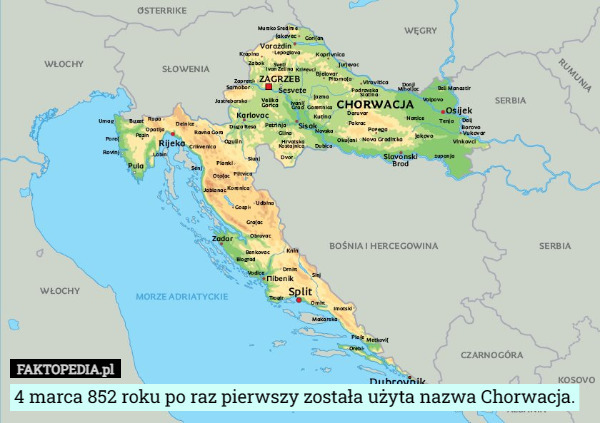 4 marca 852 roku po raz pierwszy została użyta nazwa Chorwacja. 