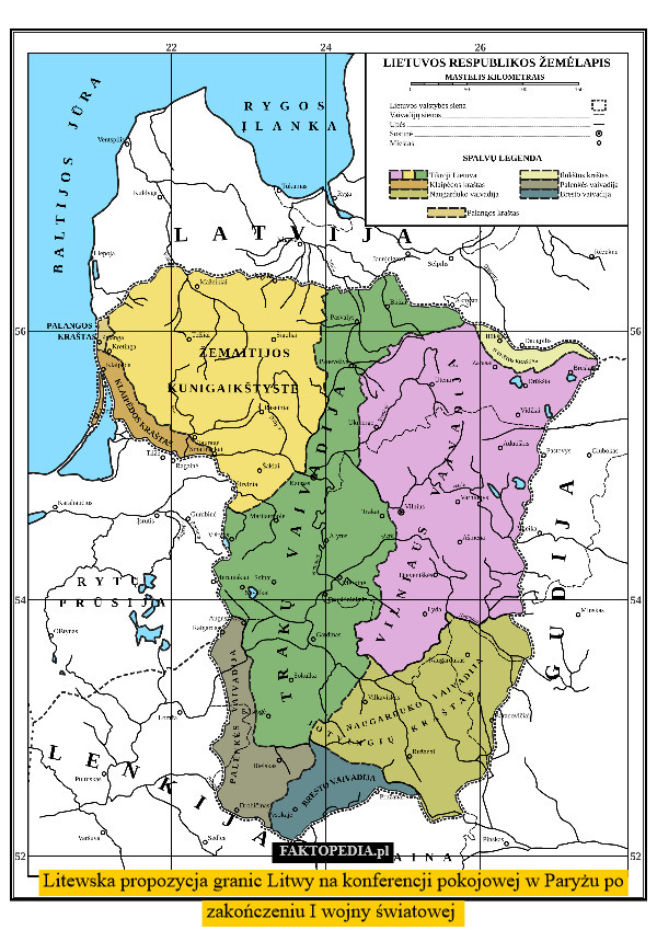 Litewska propozycja granic Litwy na konferencji pokojowej w Paryżu po zakończeniu I wojny światowej 