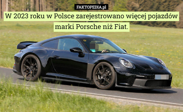 W 2023 roku w Polsce zarejestrowano więcej pojazdów marki Porsche niż Fiat. 