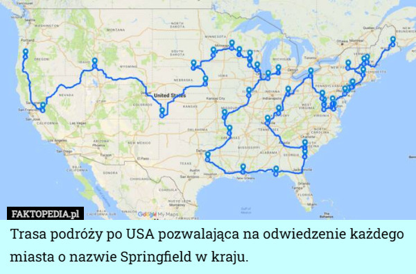 Trasa podróży po USA pozwalająca na odwiedzenie każdego miasta o nazwie Springfield w kraju. 