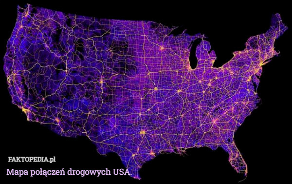 Mapa połączeń drogowych USA. 