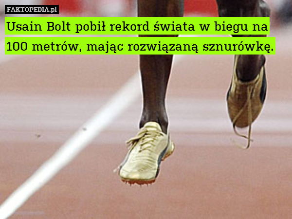 Usain Bolt pobił rekord świata w biegu na 100 metrów, mając rozwiązaną sznurówkę. 