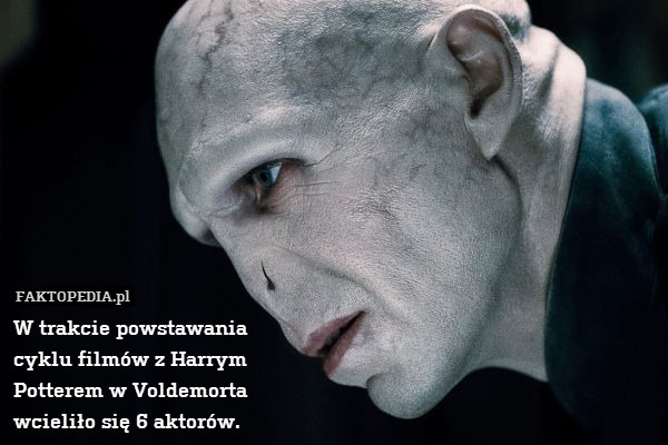 W trakcie powstawania
cyklu filmów z Harrym
Potterem w Voldemorta
wcieliło się 6 aktorów. 
