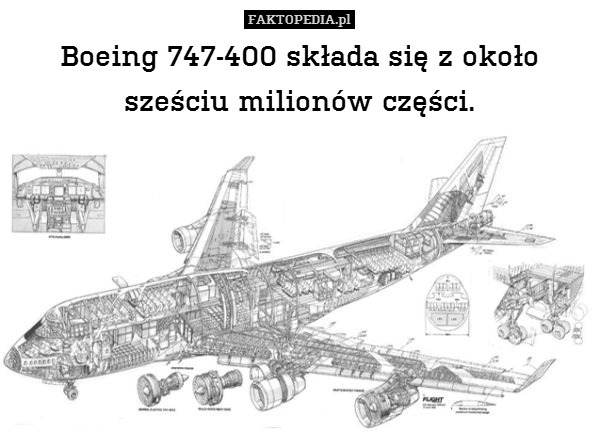 Boeing 747-400 składa się z około
sześciu milionów części. 