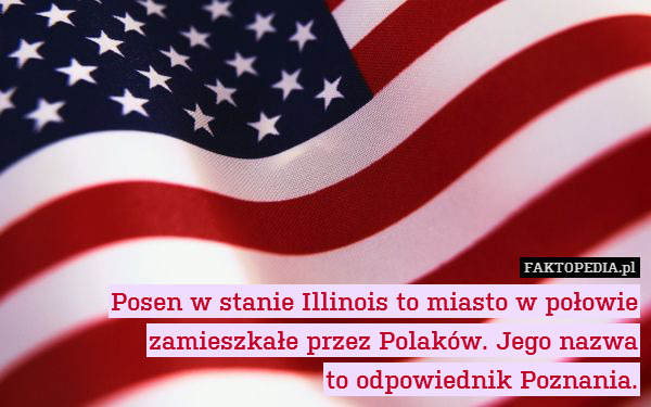 Posen w stanie Illinois to miasto w połowie zamieszkałe przez Polaków. Jego nazwa
to odpowiednik Poznania. 