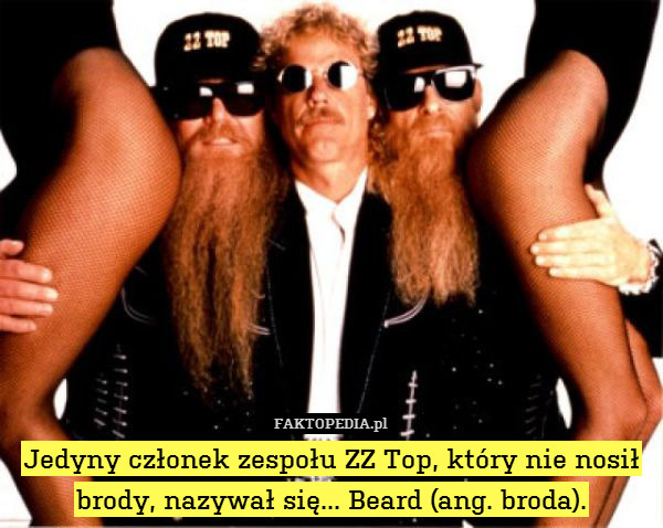 Jedyny członek zespołu ZZ Top, który nie nosił brody, nazywał się... Beard (ang. broda). 