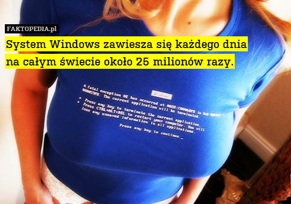 System Windows zawiesza się każdego dnia
na całym świecie około 25 milionów razy. 