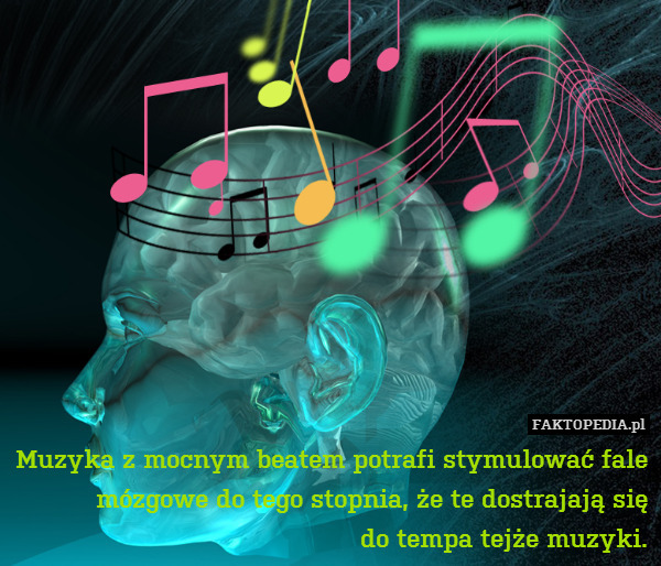 Muzyka z mocnym beatem potrafi stymulować fale mózgowe do tego stopnia, że te dostrajają się
do tempa tejże muzyki. 