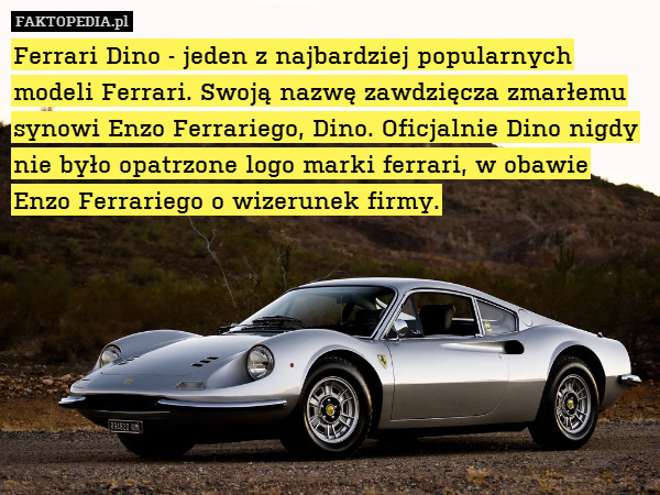 Ferrari Dino - jeden z najbardziej popularnych modeli Ferrari. Swoją nazwę zawdzięcza zmarłemu synowi Enzo Ferrariego, Dino. Oficjalnie Dino nigdy nie było opatrzone logo marki ferrari, w obawie Enzo Ferrariego o wizerunek firmy. 