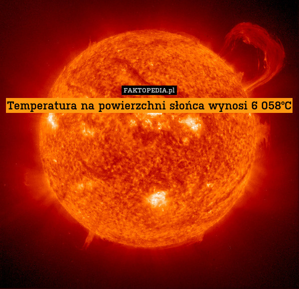 Temperatura na powierzchni słońca wynosi 6 058°C 