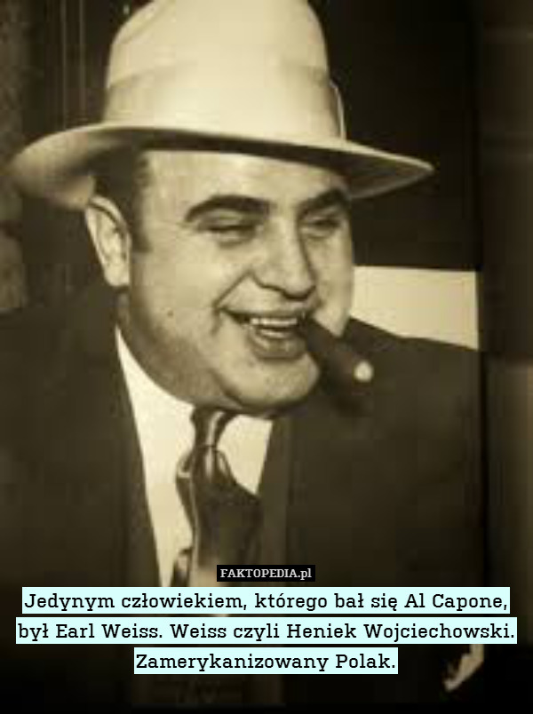 Jedynym człowiekiem, którego bał się Al Capone, był Earl Weiss. Weiss czyli Heniek Wojciechowski. Zamerykanizowany Polak. 
