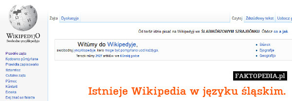 Istnieje Wikipedia w języku śląskim. 
